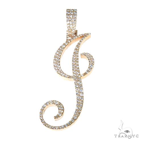 Rose gold diamond-encrusted cursive initial "J" pendant with sparkling pavé setting