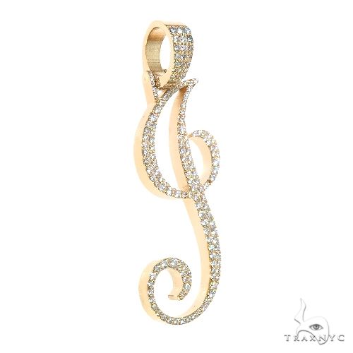 14K Gold Custom Made Initial 'J' Diamond Pendant, photo 2 of 6