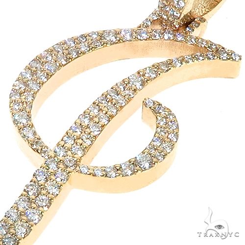 14K Gold Custom Made Initial 'J' Diamond Pendant, photo 3 of 6