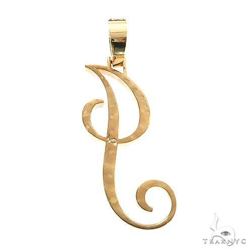 14K Gold Custom Made Initial 'J' Diamond Pendant, photo 4 of 6