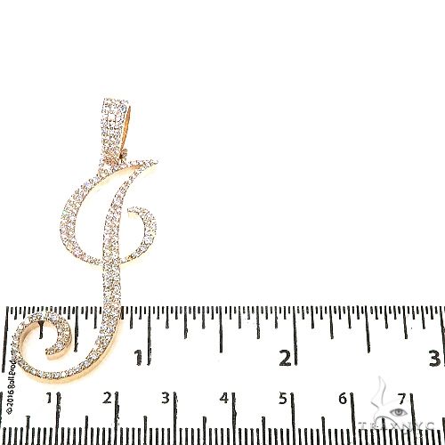 14K Gold Custom Made Initial 'J' Diamond Pendant, photo 5 of 6