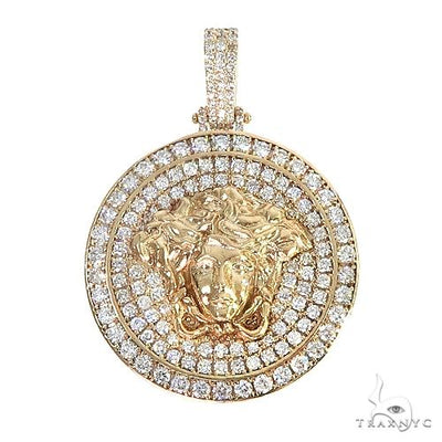 Custom Made Italian Medusa Head Diamond Round Pendant 66574 - Image 1