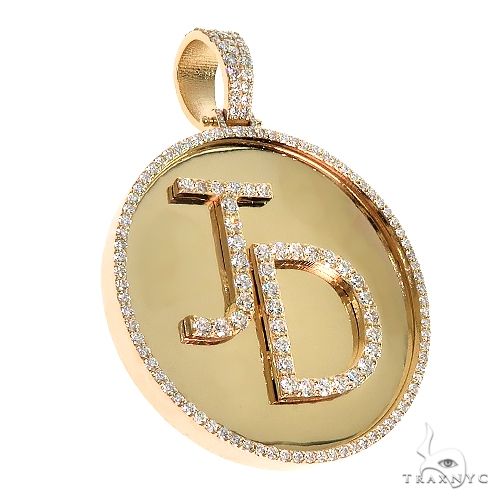 Custom Made 'JD' Round Diamond Pendant 67097 - Image 2