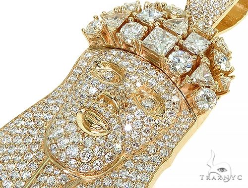 14K Gold Custom Made Jesus Head With Big Diamonds on The Crown, photo 5 of 7