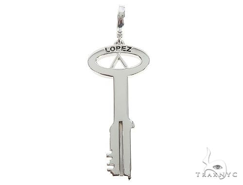 Custom name key pendant in solid 10k yellow gold – front-facing view showing key silhouette with personalized name detail
