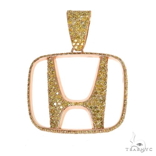 custom logo pendant in 14k yellow gold – front-facing view showing solid construction and polished finish