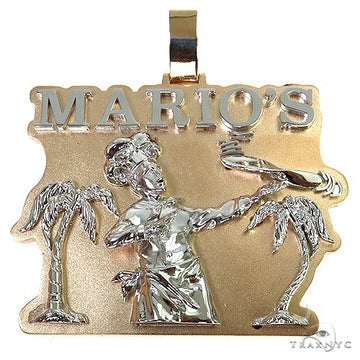 Custom gold Mario's Flying Pizza character pendant, front-facing sculptural view
