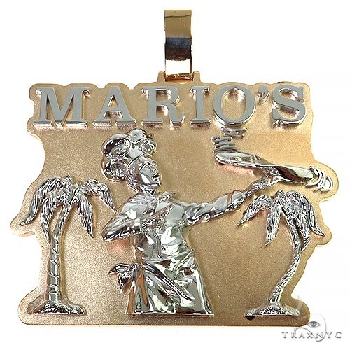 Custom gold Mario's Flying Pizza character pendant, front-facing sculptural view