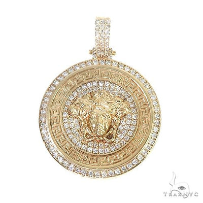 Custom Made Italian Medusa Head Diamond Round Pendant 66573 - Image 1