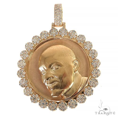 Custom memorial diamond frame pendant in gold – front view showing full diamond-set frame, 3.84 ct total weight