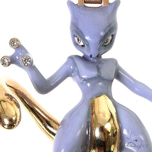 10K Gold Custom Made Mewtwo Pendant, photo 3 of 7