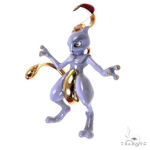 10K Gold Custom Made Mewtwo Pendant, photo 4 of 7