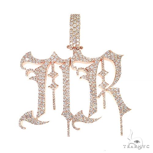 Custom monogram diamond pendant in 14k yellow gold – letter design with full diamond setting, front view
