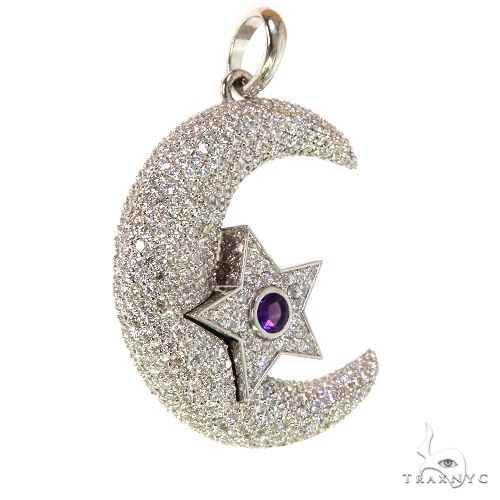 Custom Made Moon Star Diamond Pendant 67702 - Image 2