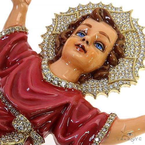 18K Gold Custom Made Nino Divino Enameled Diamond Jesus Pendant, photo 4 of 7