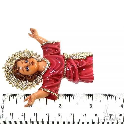 18K Gold Custom Made Nino Divino Enameled Diamond Jesus Pendant, photo 7 of 7
