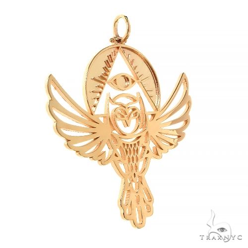 14K Gold Custom Made Owl Pendant, photo 2 of 6
