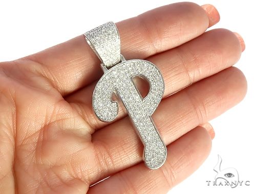 Custom Made P Diamond Pendant 65658 - Image 5