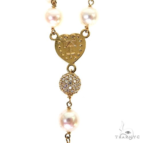 Custom Made Pearl Diamond Rosary Chain 67621 - Image 6