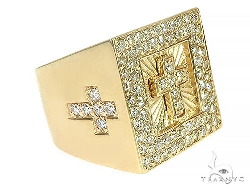 Custom Made Pinky Diamond Cross Ring 66265 - Image 3