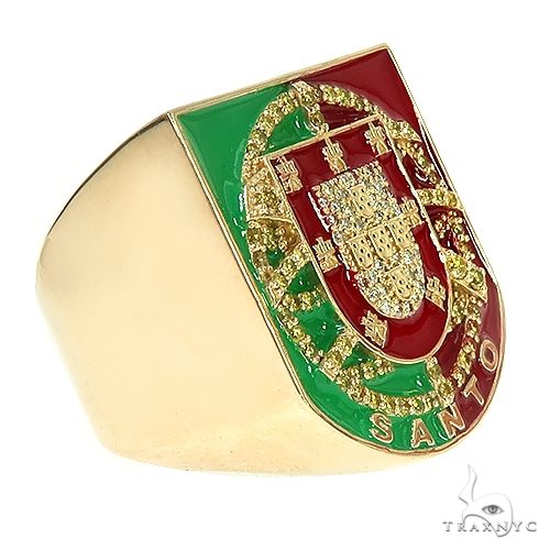 14K Gold Custom Made Portugal Flag Emblem Ring, photo 3 of 6