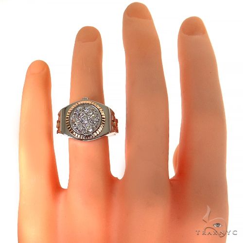 14K Gold Custom Made Fluted Bezel Diamond Ring, photo 6 of 6