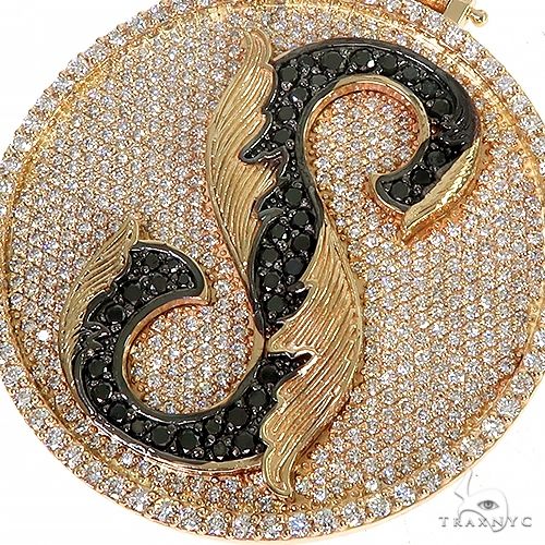 14K Gold Custom Made 'S' Round Diamond Pendant, photo 4 of 6