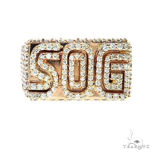 14K Gold Custom Made 'SOG' Diamond Pinky Ring, photo 2 of 6