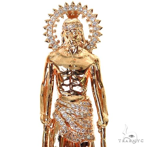 14K Gold Medium St. Lazarus Diamond Pendant, photo 3 of 7