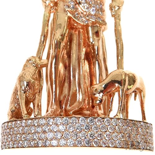 14K Gold Medium St. Lazarus Diamond Pendant, photo 4 of 7