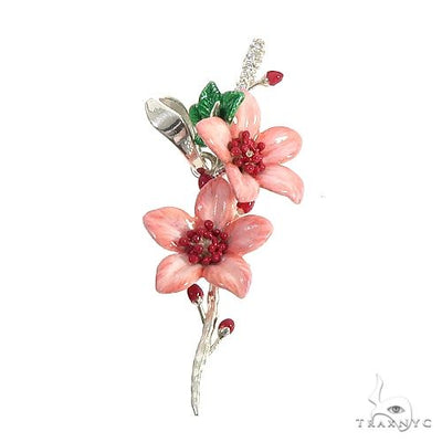 Custom Made Silver Cherry Blossom Pendant 66540 - Image 1
