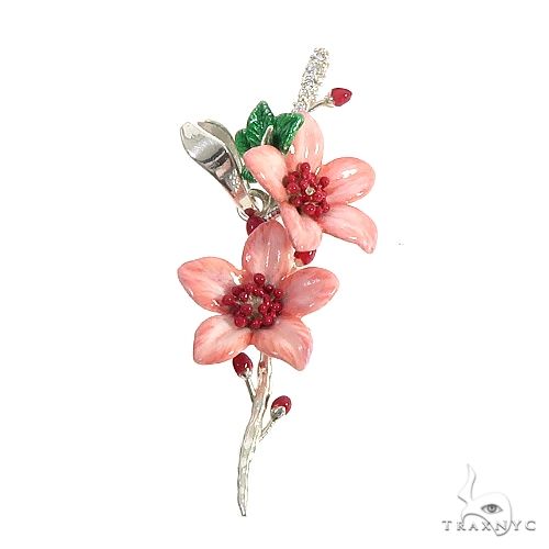 Custom Made Silver Cherry Blossom Pendant 66540 - Image 1