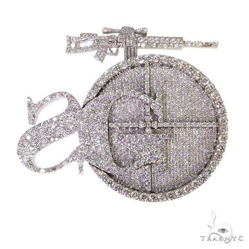 Custom 14k white gold womens cross pendant with round-cut diamonds – front face detail