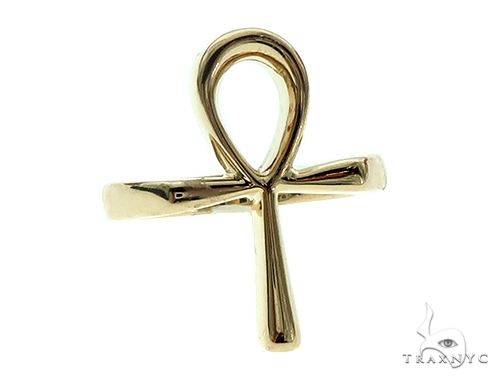 Custom solid ankh ring for men – bold Egyptian cross profile, top-down view