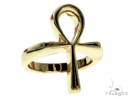 14K Gold Custom Made Solid Ankh Ring, photo 3 of 8