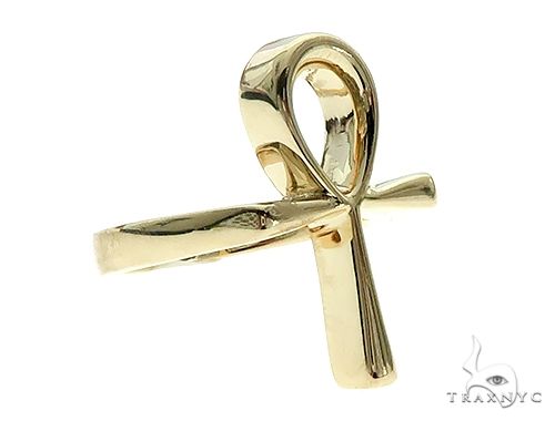 14K Gold Custom Made Solid Ankh Ring, photo 4 of 8
