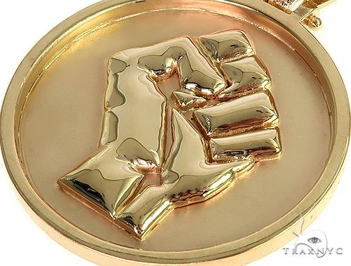 Custom Made 14K Solid Gold People Power BLM Pendant, photo 4 of 7