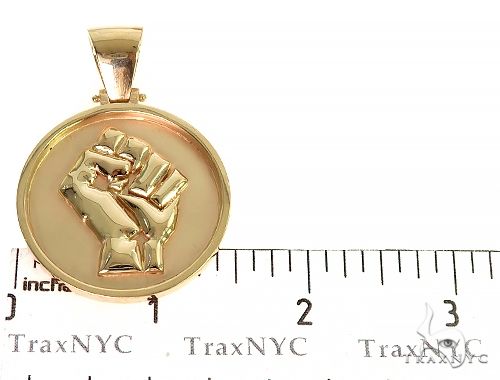 Custom Made 14K Solid Gold People Power BLM Pendant, photo 5 of 7
