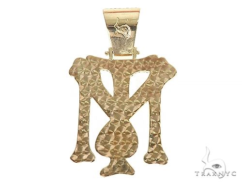 14K Gold Custom Made 'TM' Large Diamond Pendant, photo 3 of 6