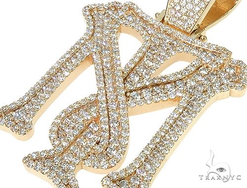 14K Gold Custom Made 'TM' Large Diamond Pendant, photo 4 of 6