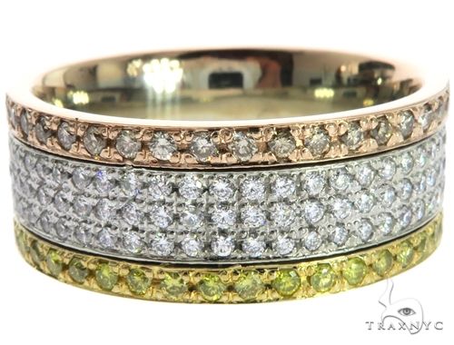 14K Gold Custom Made Tri Color Diamond Eternity Band, photo 2 of 9