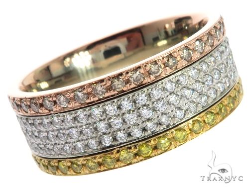 14K Gold Custom Made Tri Color Diamond Eternity Band, photo 4 of 9