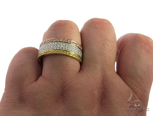 14K Gold Custom Made Tri Color Diamond Eternity Band, photo 8 of 9