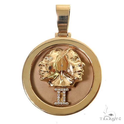 Custom two face Gemini pendant in metal – dual face zodiac symbol, front angle