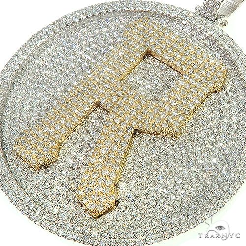 14K Two-Tone Gold Custom Made Diamond Letter Pendant, view 4