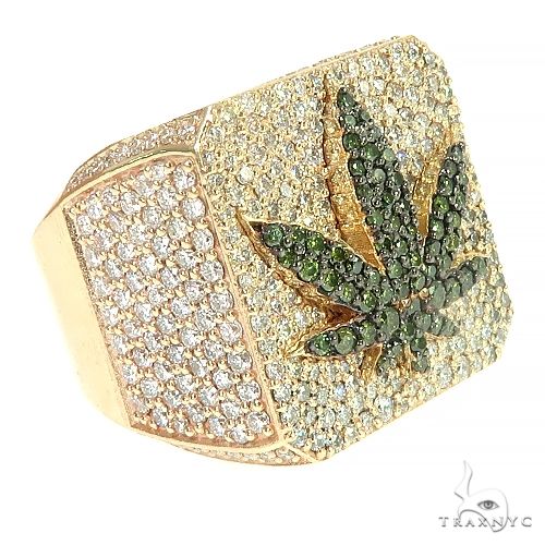 Custom Made Weed Leaf Diamond Ring 66398 - Image 3