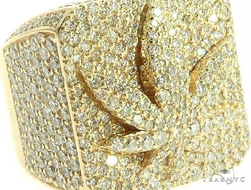 14K Gold Custom Made Weed Leaf Pinky Ring, photo 4 of 7