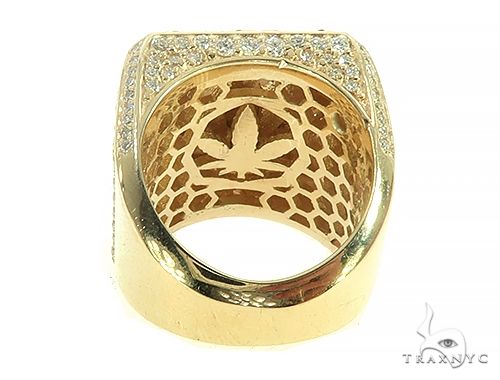 14K Gold Custom Made Weed Leaf Pinky Ring, photo 6 of 7