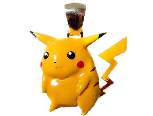 Custom Pikachu pendant in 10k yellow gold with enamel detailing – front-facing view