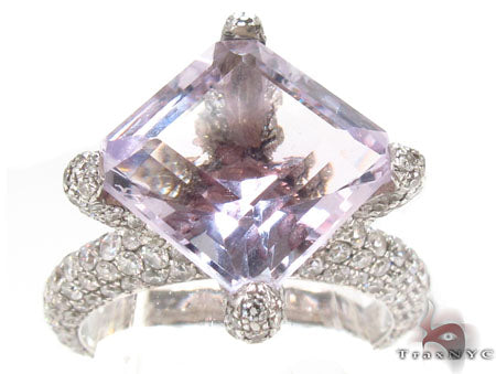Custom Pink Amethyst Diamond Ring 32947 - Image 4